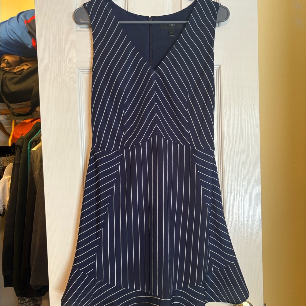 J. Crew Striped Navy and White Mini Dress